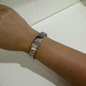 Michael Kors Stainless Steel Bracelet Bangle – Silver Tone – Logo Plated